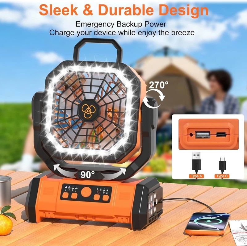 Outdoor Camping Misting Fan - مروحة تبريد محمولة متعددة الوظائف بسعة