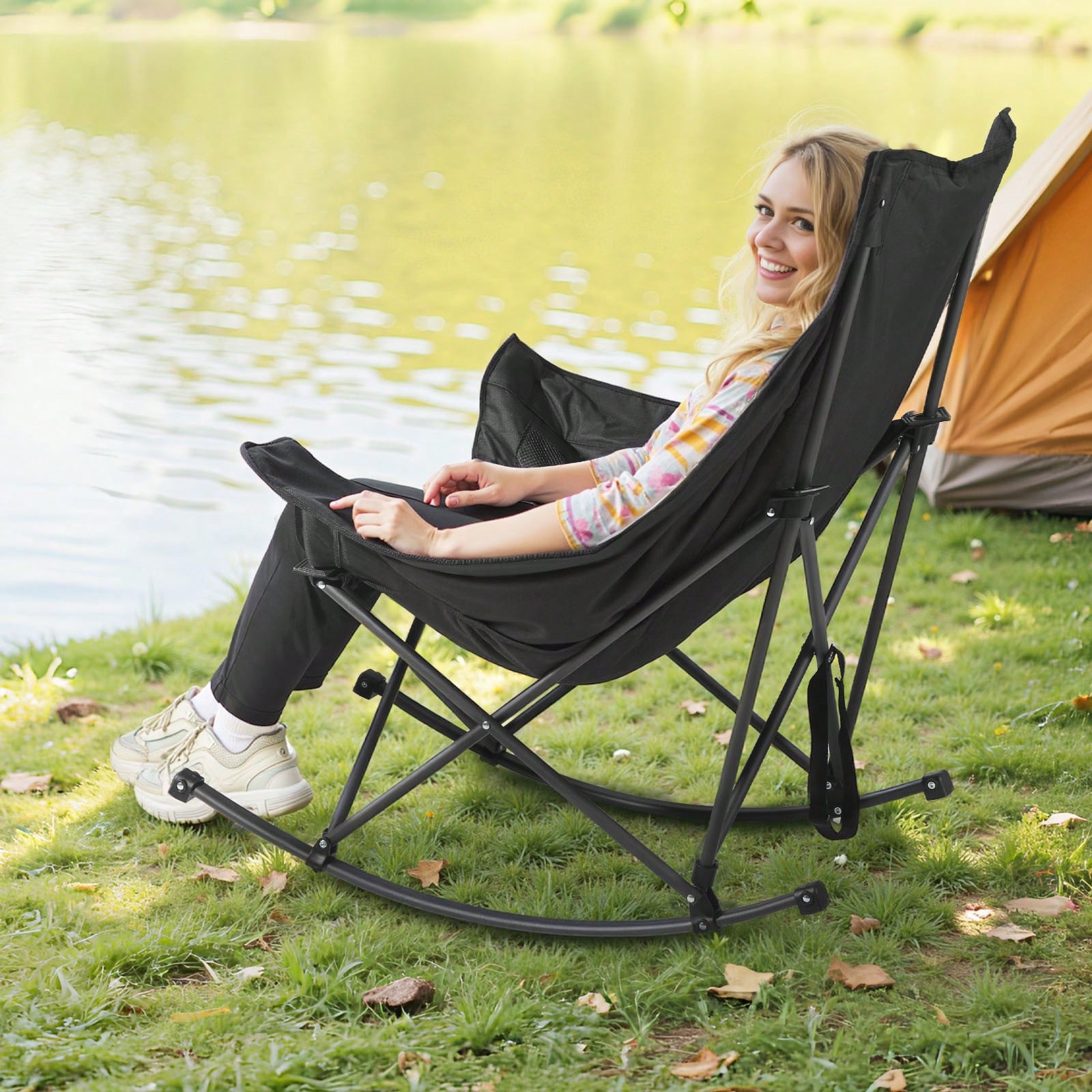Outdoor Camping Rocker - كرسي تخييم مريح، كرسي هزاز قابل
