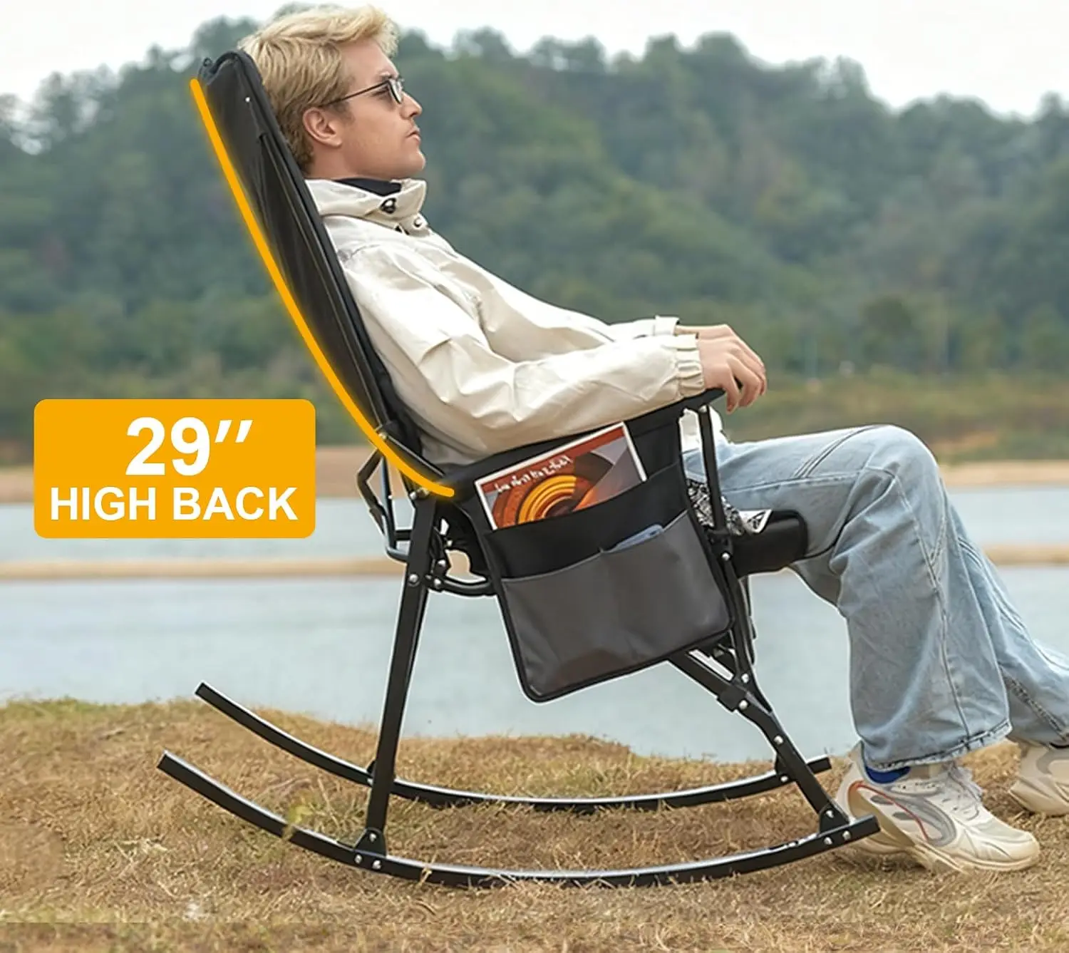Outdoor Camping Rocker - كرسي هزاز محمول بظهر مرتفع مع