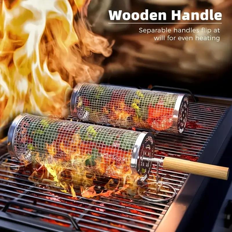 Outdoor Camping Grill - سلة شواء من الفولاذ المقاوم للصدأ،
