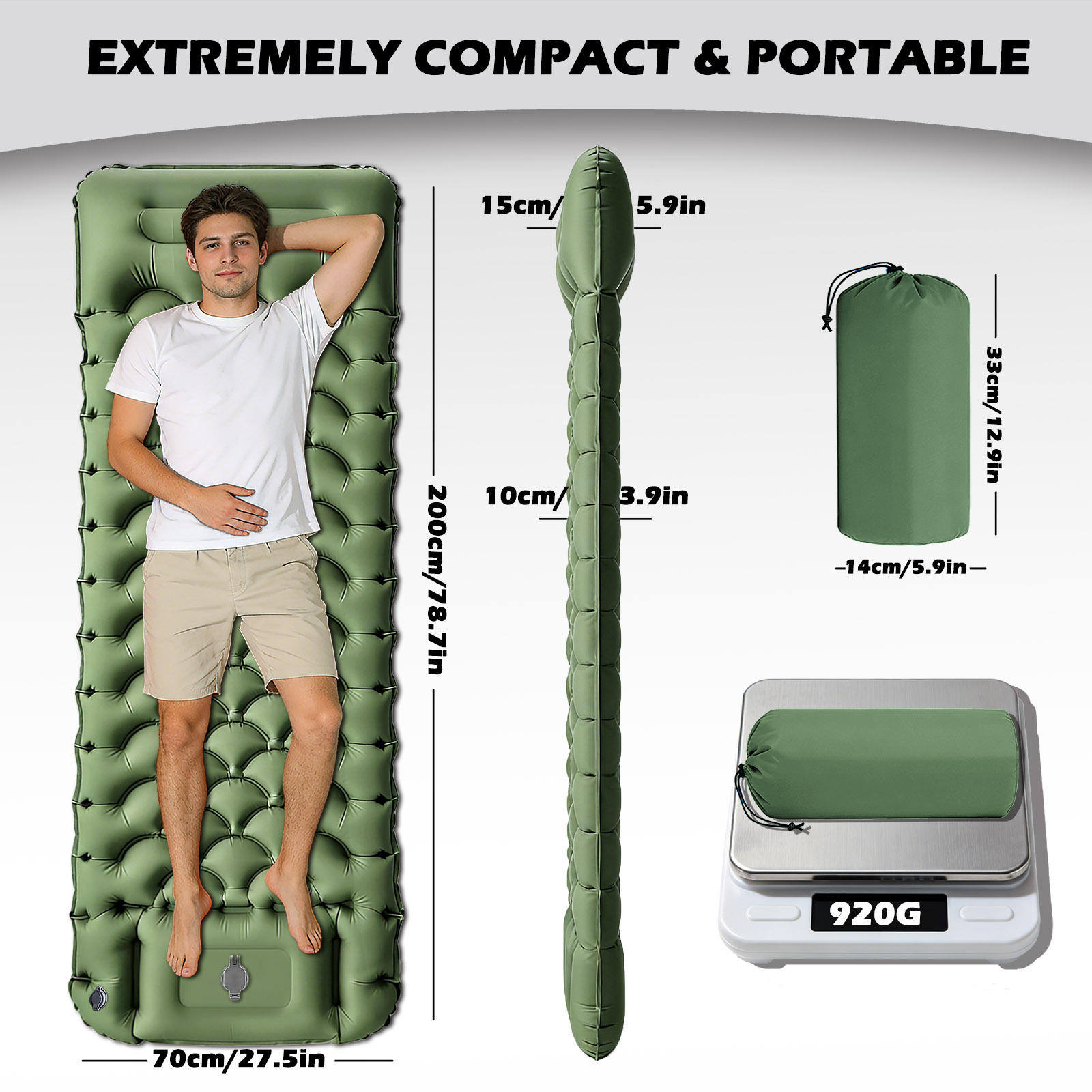 فراش هوائي قابل للنفخ بتصميم ق - مراجعة Camp Pillow Compressible وسعره