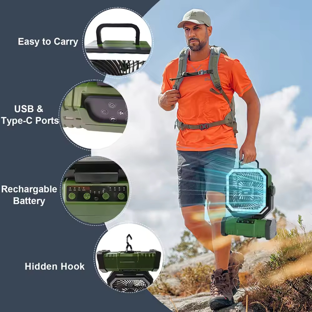 مروحة تبريد محمولة متعددة الوظ - مراجعة Outdoor Camping Misting Fan وسعره