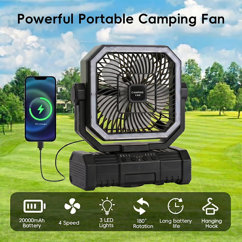 مروحة سقف للتخييم بسعة 20000 م - مراجعة Outdoor Camping Misting Fan وسعره