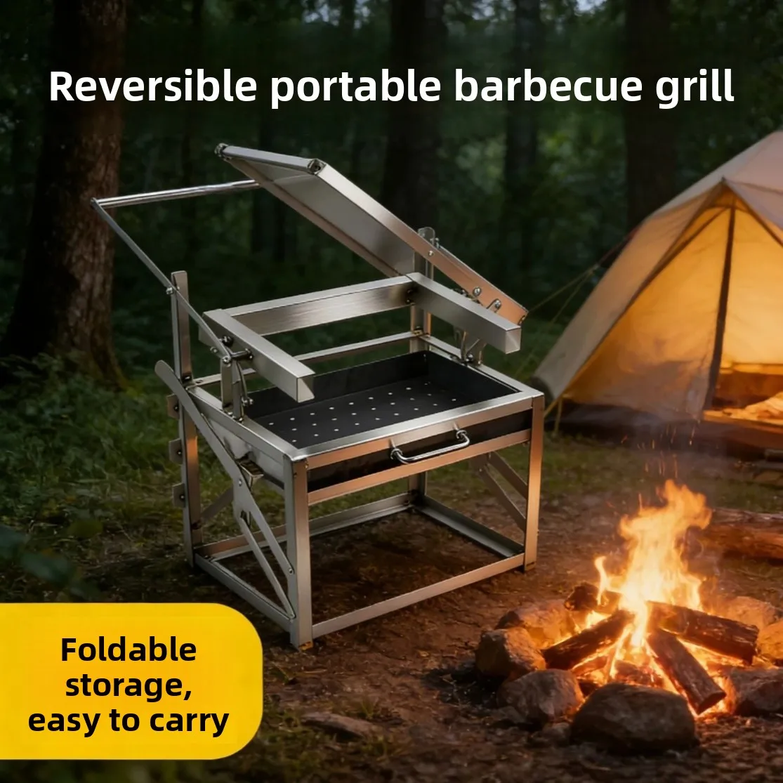 شواية باربكيو متينة ذات دوران  - مراجعة Outdoor Camping Grill وسعره
