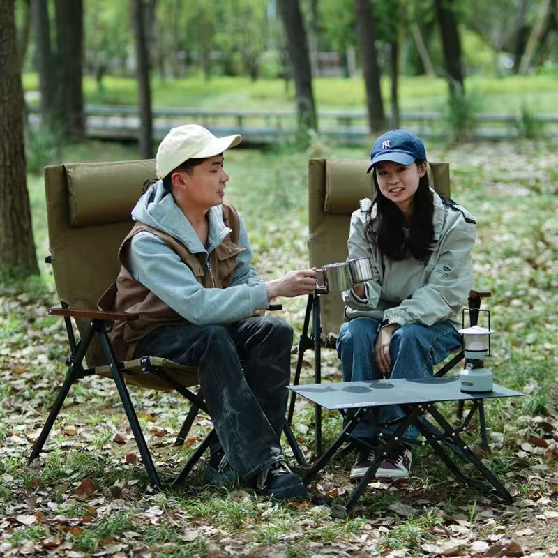 كرسي شاطئ وتخييم قابل للطي بظه - مراجعة Outdoor Camping High Chair وسعره