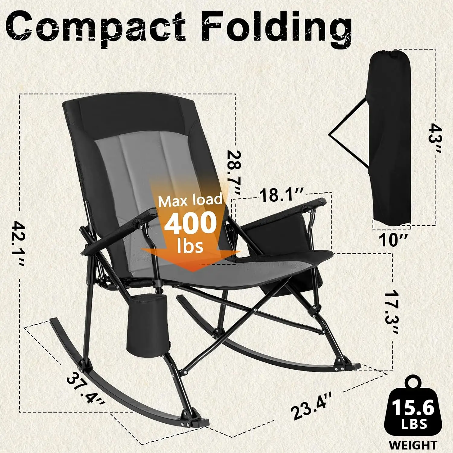 كرسي هزاز محمول بظهر مرتفع مع  - مراجعة Outdoor Camping Rocker وسعره