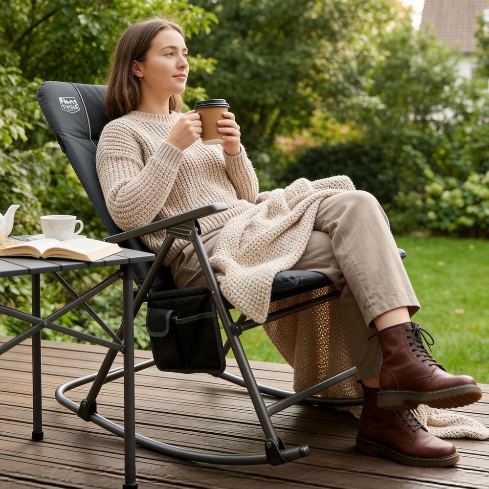 كرسي هزاز كبير الحجم للتخييم،  - مراجعة Outdoor Camping Rocker وسعره