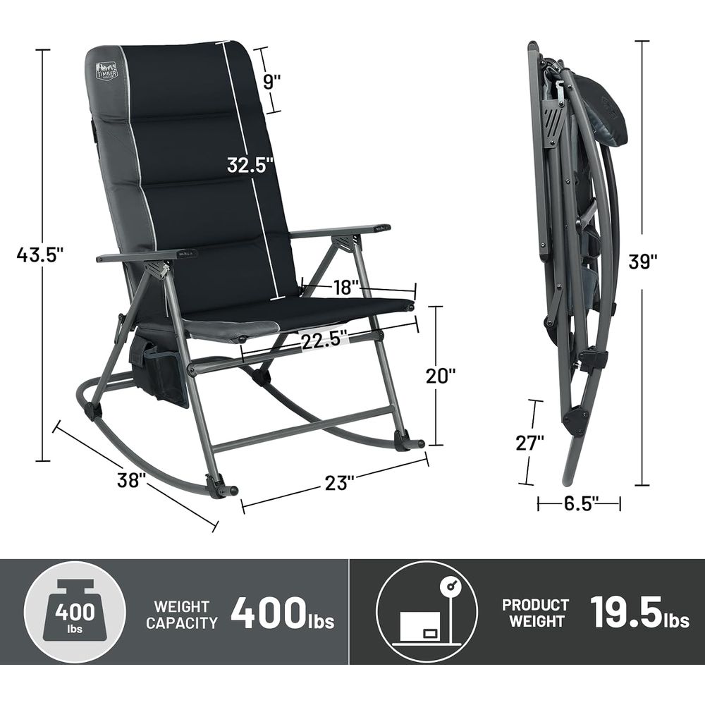 كرسي هزاز كبير الحجم للتخييم،  - مراجعة Outdoor Camping Rocker وسعره