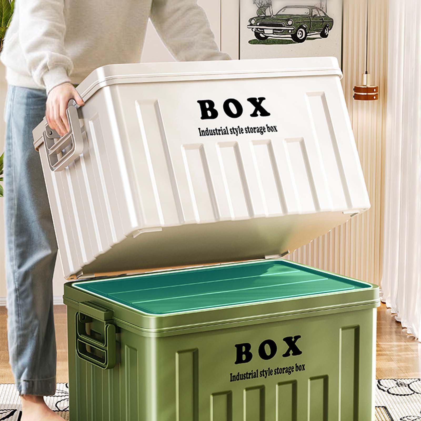صندوق تخزين بغطاء قابل للتكديس - مراجعة Outdoor Camping Storage Box وسعره