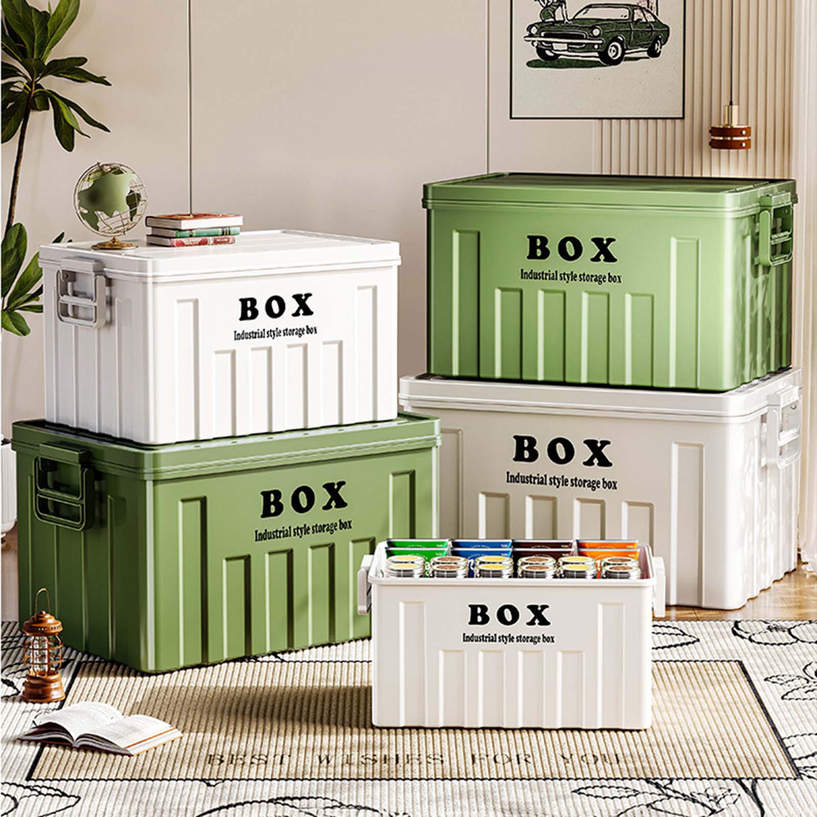 صندوق تخزين بغطاء قابل للتكديس - مراجعة Outdoor Camping Storage Box وسعره