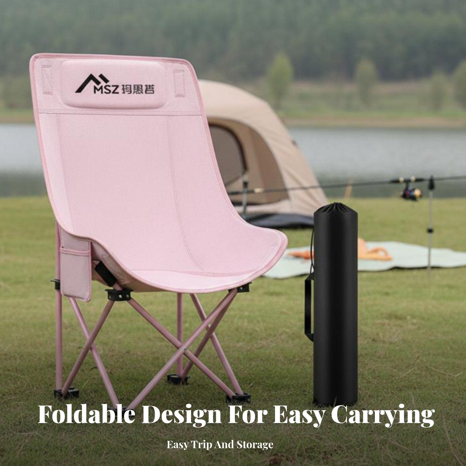 كرسي شبكي قابل للطي بظهر عالٍ  - مراجعة Outdoor Camping High Chair وسعره