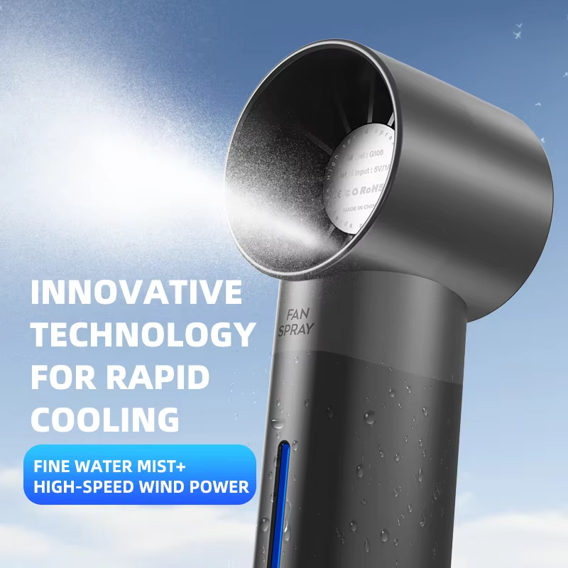 مروحة محمولة صغيرة تعمل بالرش، - مراجعة Outdoor Camping Misting Fan وسعره